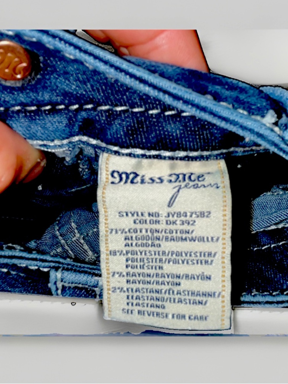 Miss Me Blue Boot Cut Jeans with Embroidered Pockets - Picture 2 of 6